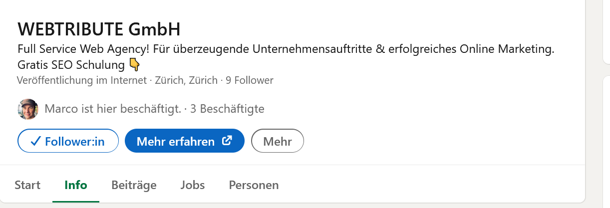 LinkedIn Unternehmensseite Button Call2action10